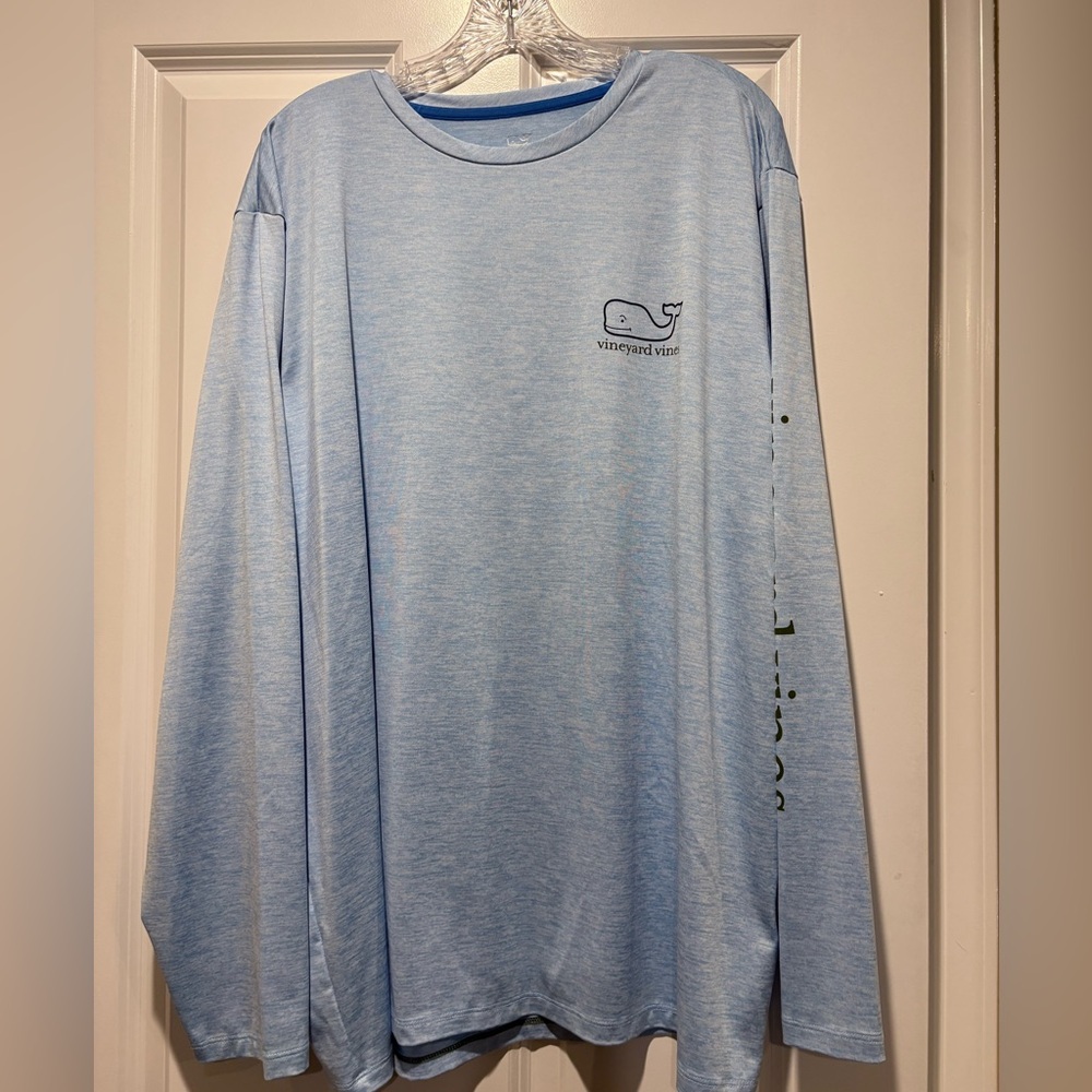 Vineyard Vines Men’s Performance Whale Outline Long Sleeve Harbor Tee Size XL